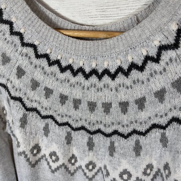 H&M Sweater Womens Light Size XS Gray Alpaca Wool Fair Isle Comfy Cozy Fall Wear - Picture 5 of 13